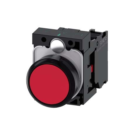 3SU1100-0AB20-1CA0 SIEMENS Pushbutton, 22 mm, round, plastic, red, pushbutton, flat, momentary contact type,..