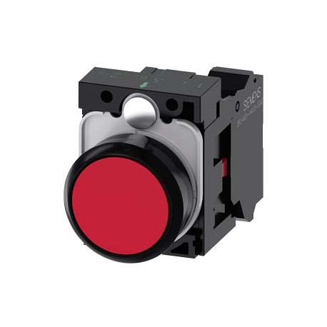 3SU1100-0AB20-3CA0 SIEMENS Pushbutton, 22 mm, round, plastic, red, pushbutton, flat, momentary contact type,..