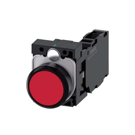 3SU1100-0AB20-1FA0 SIEMENS Drucktaster, 22 mm, rund, Kunststoff, rot, Druckknopf, flach, tastend, mit Halter..