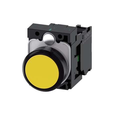 3SU1100-0AB30-1BA0 SIEMENS Pushbutton, 22 mm, round, plastic, yellow, pushbutton, flat, momentary contact ty..