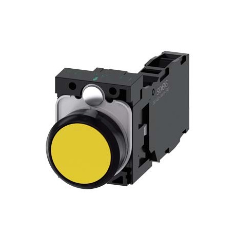3SU1100-0AB30-1FA0 SIEMENS Pushbutton, 22 mm, round, plastic, yellow, pushbutton, flat, momentary contact ty..