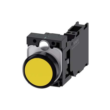 3SU1100-0AB30-3FA0 SIEMENS Pushbutton, 22 mm, round, plastic, yellow, pushbutton, flat, momentary contact ty..