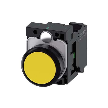3SU1100-0AB30-3BA0 SIEMENS Pushbutton, 22 mm, round, plastic, yellow, pushbutton, flat, momentary contact ty..