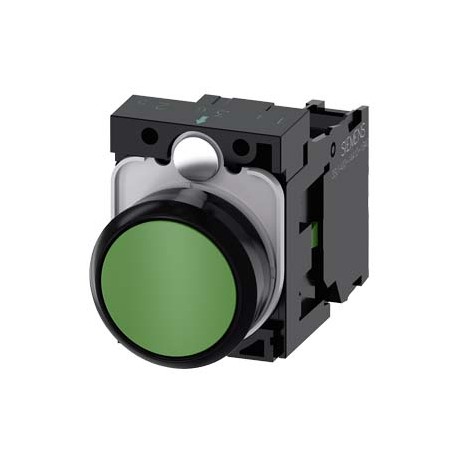 3SU1100-0AB40-1BA0 SIEMENS Pushbutton, 22 mm, round, plastic, green, pushbutton, flat, momentary contact typ..