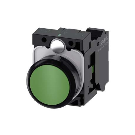 3SU1100-0AB40-3BA0 SIEMENS Pushbutton, 22 mm, round, plastic, green, pushbutton, flat, momentary contact typ..
