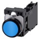 3SU1100-0AB50-3FA0 SIEMENS pulsador, 22 mm, redondo, plástico, azul, botón, rasante, momentáneo, con soporte..