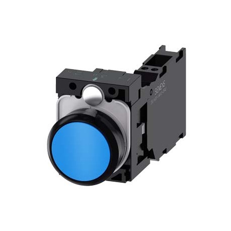 3SU1100-0AB50-3FA0 SIEMENS pulsador, 22 mm, redondo, plástico, azul, botón, rasante, momentáneo, con soporte..