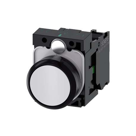 3SU1100-0AB60-1BA0 SIEMENS Pushbutton, 22 mm, round, plastic, white, pushbutton, flat, momentary contact typ..