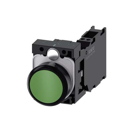 3SU1100-0AB40-3FA0 SIEMENS Pushbutton, 22 mm, round, plastic, green, pushbutton, flat, momentary contact typ..