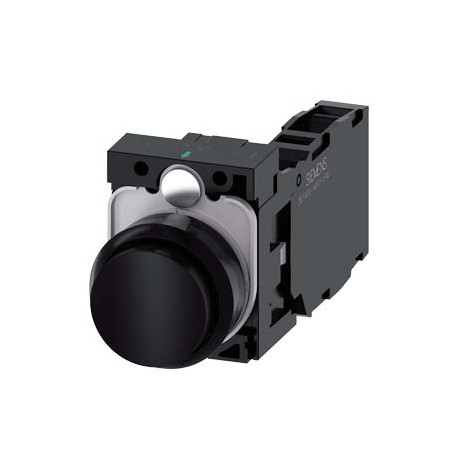 3SU1100-0BB10-1FA0 SIEMENS Pushbutton, 22 mm, round, plastic, black, pushbutton, raised, momentary contact t..