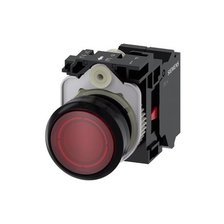 3SU1102-0AB20-3CA0 SIEMENS Illuminated pushbutton, 22 mm, round, plastic, red, pushbutton, flat, momentary c..
