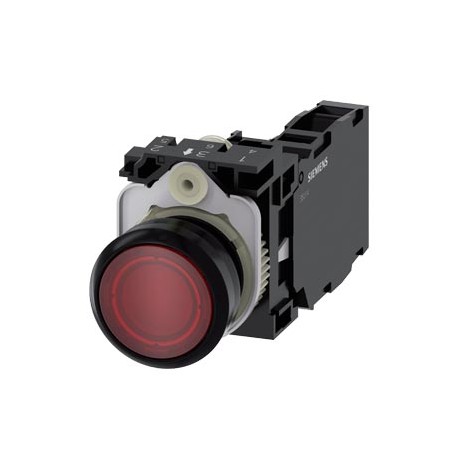 3SU1102-0AB20-1FA0 SIEMENS Illuminated pushbutton, 22 mm, round, plastic, red, pushbutton, flat, momentary c..