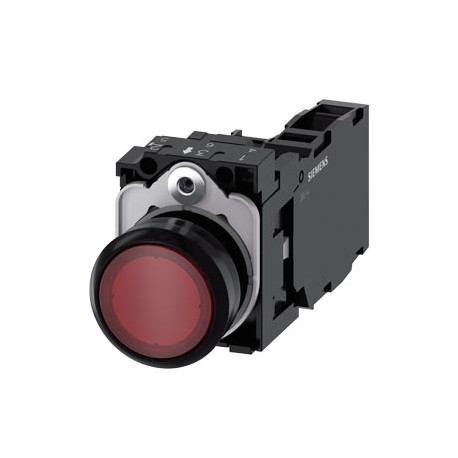3SU1102-0AB20-1FA0 SIEMENS Illuminated pushbutton, 22 mm, round, plastic, red, pushbutton, flat, momentary c..