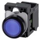 3SU1102-0AB50-3BA0 SIEMENS Leuchtdrucktaster, 22 mm, rund, Kunststoff, blau, Druckknopf, flach, tastend, mit..