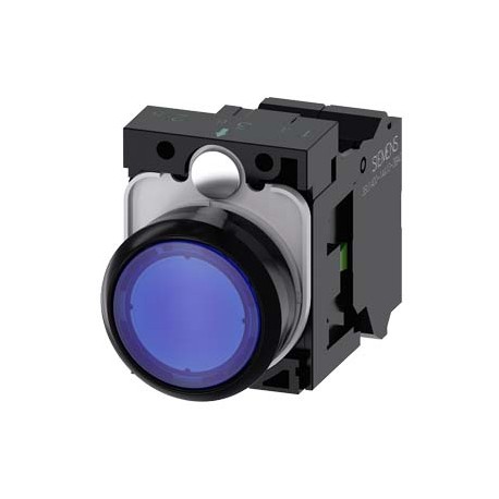 3SU1102-0AB50-3BA0 SIEMENS Illuminated pushbutton, 22 mm, round, plastic, blue, pushbutton, flat, momentary ..
