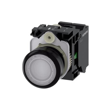 3SU1102-0AB60-3BA0 SIEMENS Illuminated pushbutton, 22 mm, round, plastic, white, pushbutton, flat, momentary..