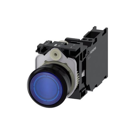 3SU1102-0AB50-3FA0 SIEMENS Illuminated pushbutton, 22 mm, round, plastic, blue, pushbutton, flat, momentary ..