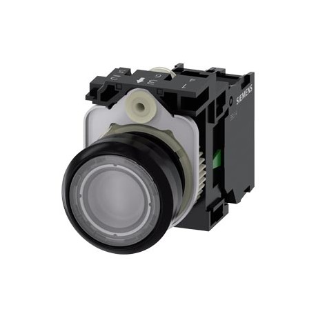 3SU1102-0AB70-1BA0 SIEMENS Illuminated pushbutton, 22 mm, round, plastic, clear, pushbutton, flat, momentary..