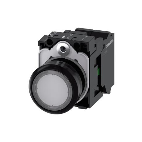3SU1102-0AB70-3BA0 SIEMENS Illuminated pushbutton, 22 mm, round, plastic, clear, pushbutton, flat, momentary..