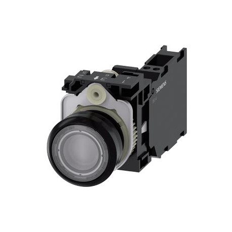 3SU1102-0AB70-3FA0 SIEMENS Illuminated pushbutton, 22 mm, round, plastic, clear, pushbutton, flat, momentary..