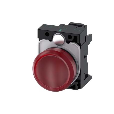 3SU1102-6AA20-3AA0 SIEMENS Indicator lights, 22 mm, round, plastic, red, lens, smooth, with holder, LED modu..