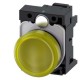 3SU1102-6AA30-3AA0 SIEMENS indicator light, 22 mm, round, plastic, yellow, lens, smooth, with holder, LED mo..