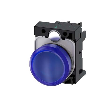 3SU1102-6AA50-1AA0 SIEMENS indicator light, 22 mm, round, plastic, blue, lens, smooth, with holder, LED modu..