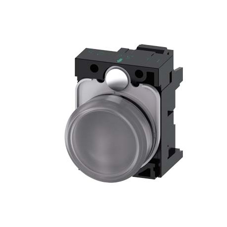 3SU1102-6AA70-3AA0 SIEMENS indicator light, 22 mm, round, plastic, clear, lens, smooth, with holder, LED mod..