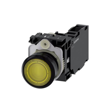 3SU1103-0AB30-1FA0 SIEMENS Illuminated pushbutton, 22 mm, round, plastic, yellow, pushbutton, flat, momentar..