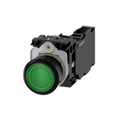 3SU1103-0AB40-1FA0 SIEMENS Illuminated pushbutton, 22 mm, round, plastic, green, pushbutton, flat, momentary..