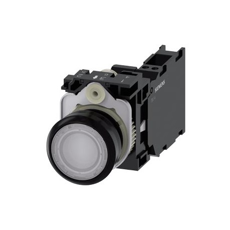 3SU1103-0AB60-3FA0 SIEMENS Illuminated pushbutton, 22 mm, round, plastic, white, pushbutton, flat, momentary..