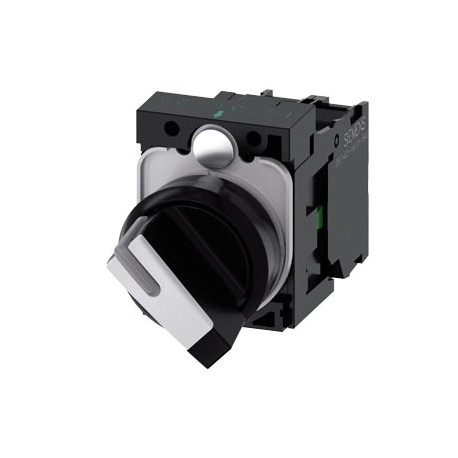 3SU1103-2BF60-1BA0 SIEMENS Selector switch, illuminable, 22 mm, round, plastic, white, selector switch, shor..