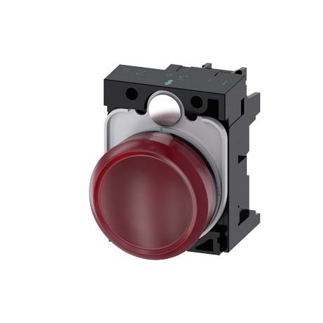 3SU1103-6AA20-1AA0 SIEMENS Indicator lights, 22 mm, round, plastic, red, lens, smooth, with holder, LED modu..