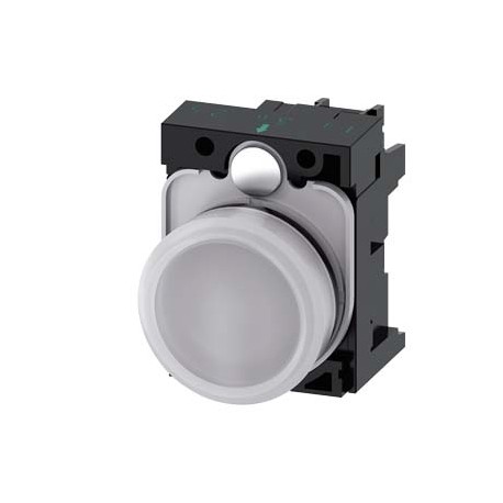 3SU1103-6AA60-1AA0 SIEMENS Indicator lights, 22 mm, round, plastic, white, lens, smooth, with holder, LED mo..
