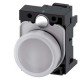 3SU1103-6AA60-3AA0 SIEMENS Indicator lights, 22 mm, round, plastic, white, lens, smooth, with holder, LED mo..
