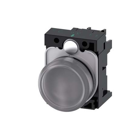 3SU1103-6AA70-1AA0 SIEMENS Indicator lights, 22 mm, round, plastic, clear, lens, smooth, with holder, LED mo..
