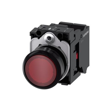 3SU1106-0AB20-3CA0 SIEMENS Illuminated pushbutton, 22 mm, round, plastic, red, pushbutton, flat, momentary c..