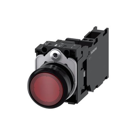 3SU1106-0AB20-3FA0 SIEMENS Illuminated pushbutton, 22 mm, round, plastic, red, pushbutton, flat, momentary c..