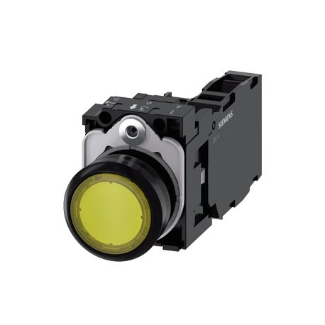 3SU1106-0AB30-1FA0 SIEMENS Illuminated pushbutton, 22 mm, round, plastic, yellow, pushbutton, flat, momentar..