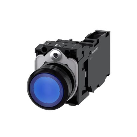 3SU1106-0AB50-1FA0 SIEMENS Illuminated pushbutton, 22 mm, round, plastic, blue, pushbutton, flat, momentary ..