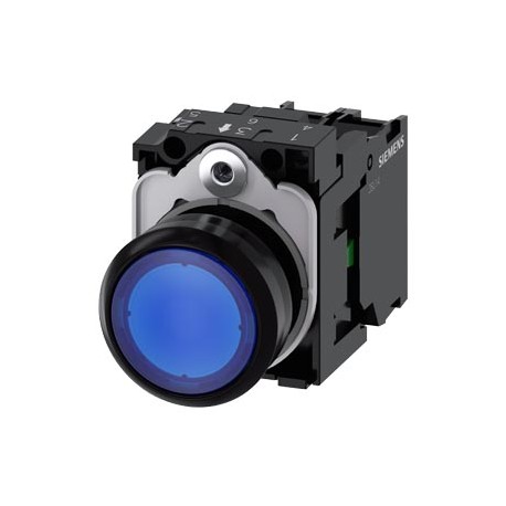 3SU1106-0AB50-1BA0 SIEMENS Illuminated pushbutton, 22 mm, round, plastic, blue, pushbutton, flat, momentary ..