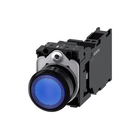 3SU1106-0AB50-3FA0 SIEMENS Illuminated pushbutton, 22 mm, round, plastic, blue, pushbutton, flat, momentary ..