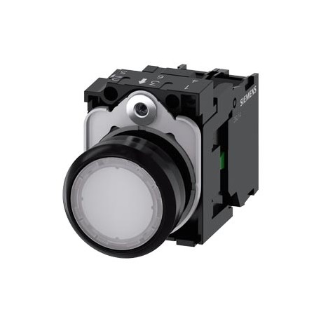 3SU1106-0AB60-1BA0 SIEMENS Illuminated pushbutton, 22 mm, round, plastic, white, pushbutton, flat, momentary..