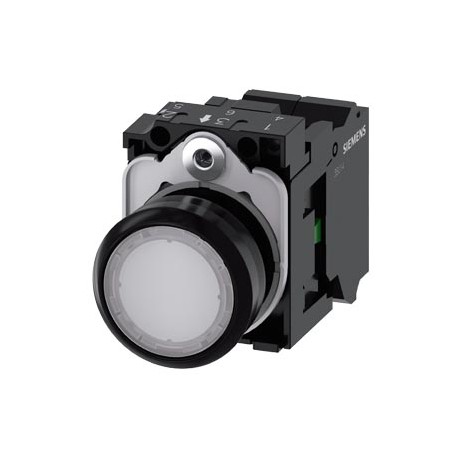 3SU1106-0AB60-3BA0 SIEMENS Illuminated pushbutton, 22 mm, round, plastic, white, pushbutton, flat, momentary..