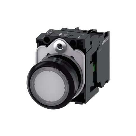 3SU1106-0AB70-1BA0 SIEMENS Illuminated pushbutton, 22 mm, round, plastic, clear, pushbutton, flat, momentary..
