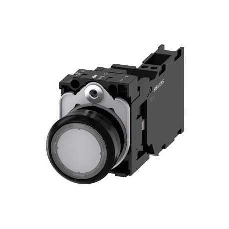 3SU1106-0AB70-3FA0 SIEMENS Illuminated pushbutton, 22 mm, round, plastic, clear, pushbutton, flat, momentary..