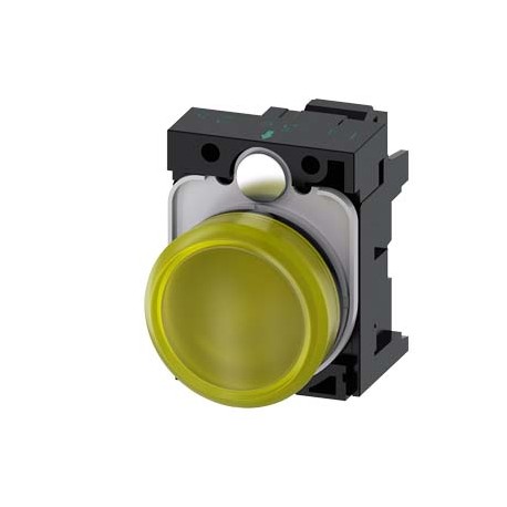 3SU1106-6AA30-3AA0 SIEMENS Indicator lights, 22 mm, round, plastic, yellow, lens, smooth, with holder, LED m..