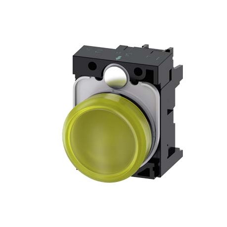 3SU1106-6AA30-1AA0 SIEMENS Indicator lights, 22 mm, round, plastic, yellow, lens, smooth, with holder, LED m..
