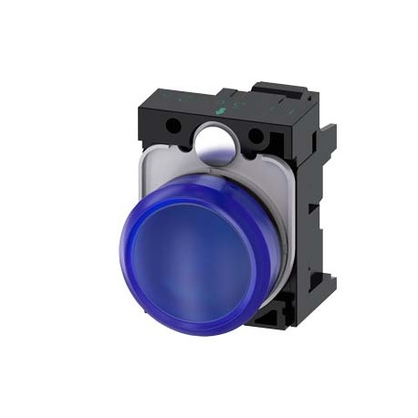 3SU1106-6AA50-3AA0 SIEMENS Indicator lights, 22 mm, round, plastic, blue, lens, smooth, with holder, LED mod..