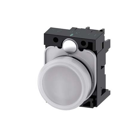 3SU1106-6AA60-1AA0 SIEMENS Indicator lights, 22 mm, round, plastic, white, lens, smooth, with holder, LED mo..